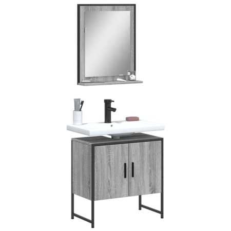 Set de muebles de baño 2 pzas madera de ingeniería gris sonoma en Muebles de baño | Comprar online en Foro24