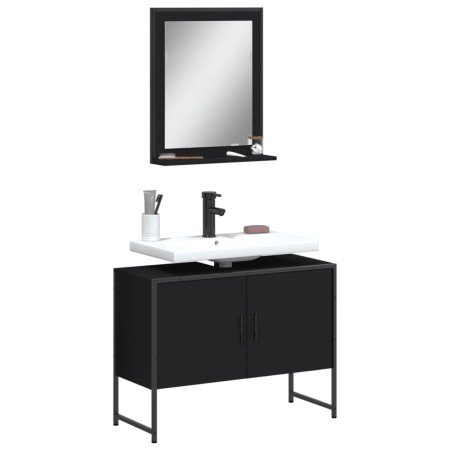 Juego de muebles de baño 2 pzas madera de ingeniería negro en Muebles de baño | Comprar online en Foro24
