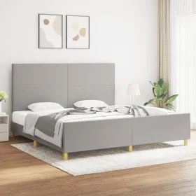 Light gray fabric bed frame with headboard 200x200 cm by vidaXL, Beds and slatted bases - Ref: Foro24-3124919, Price: 233,41 ...