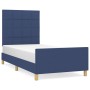 Bed frame with blue fabric headboard 100x200 cm by vidaXL, Beds and slatted bases - Ref: Foro24-3125039, Price: 134,38 €, Dis...