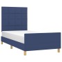 Bed frame with blue fabric headboard 100x200 cm by vidaXL, Beds and slatted bases - Ref: Foro24-3125039, Price: 134,38 €, Dis...