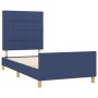 Bed frame with blue fabric headboard 100x200 cm by vidaXL, Beds and slatted bases - Ref: Foro24-3125039, Price: 134,38 €, Dis...