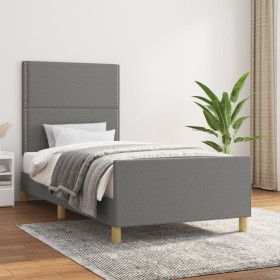 Bed frame with headboard in dark gray fabric 80x200 cm by vidaXL, Beds and slatted bases - Ref: Foro24-3124929, Price: 143,47...