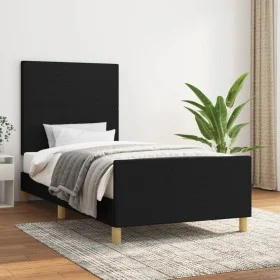 Bed frame with black fabric headboard 90x200 cm by vidaXL, Beds and slatted bases - Ref: Foro24-3124865, Price: 133,28 €, Dis...