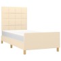 Bed frame with cream fabric headboard 90x190 cm by vidaXL, Beds and slatted bases - Ref: Foro24-3125022, Price: 152,02 €, Dis...