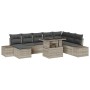 Conjunto de sofá de jardín con cojín 9 pcs Gris claro