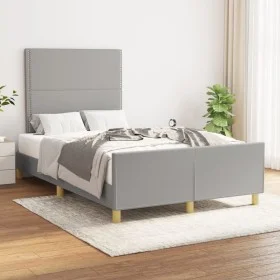 Light gray fabric bed frame with headboard 120x200 cm by vidaXL, Beds and slatted bases - Ref: Foro24-3124960, Price: 159,90 ...