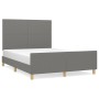 Bed frame with headboard in dark gray fabric 140x200 cm by vidaXL, Beds and slatted bases - Ref: Foro24-3124896, Price: 229,6...