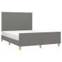 Bed frame with headboard in dark gray fabric 140x200 cm by vidaXL, Beds and slatted bases - Ref: Foro24-3124896, Price: 229,6...