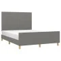 Bed frame with headboard in dark gray fabric 140x200 cm by vidaXL, Beds and slatted bases - Ref: Foro24-3124896, Price: 230,3...