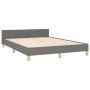 Bed frame with headboard in dark gray fabric 140x200 cm by vidaXL, Beds and slatted bases - Ref: Foro24-3124896, Price: 230,3...