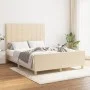 Bed frame with cream fabric headboard 140x190 cm by vidaXL, Beds and slatted bases - Ref: Foro24-3125054, Price: 208,17 €, Di...