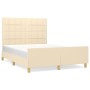Bed frame with cream fabric headboard 140x190 cm by vidaXL, Beds and slatted bases - Ref: Foro24-3125054, Price: 216,26 €, Di...