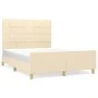 Bed frame with cream fabric headboard 140x190 cm by vidaXL, Beds and slatted bases - Ref: Foro24-3125054, Price: 208,17 €, Di...
