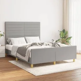 Light gray fabric bed frame with headboard 140x190 cm by vidaXL, Beds and slatted bases - Ref: Foro24-3125130, Price: 221,37 ...