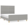 Light gray fabric bed frame with headboard 140x190 cm by vidaXL, Beds and slatted bases - Ref: Foro24-3125130, Price: 225,71 ...