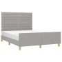 Light gray fabric bed frame with headboard 140x190 cm by vidaXL, Beds and slatted bases - Ref: Foro24-3125130, Price: 225,71 ...