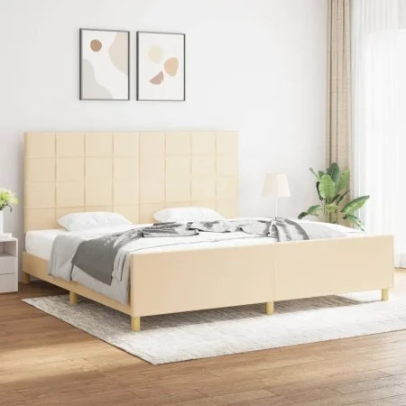 Bed frame with cream fabric headboard 200x200 cm by vidaXL, Beds and slatted bases - Ref: Foro24-3125086, Price: 231,99 €, Di...
