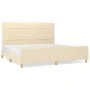 Bed frame with cream fabric headboard 200x200 cm by vidaXL, Beds and slatted bases - Ref: Foro24-3125086, Price: 231,99 €, Di...