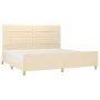 Bed frame with cream fabric headboard 200x200 cm by vidaXL, Beds and slatted bases - Ref: Foro24-3125086, Price: 231,99 €, Di...