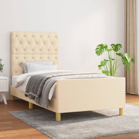 Bettgestell mit cremefarbenem Stoffkopfteil 80x200 cm von vidaXL, Betten und Lattenroste - Ref: Foro24-3125257, Preis: 168,50...