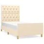 Bed frame with cream fabric headboard 80x200 cm by vidaXL, Beds and slatted bases - Ref: Foro24-3125257, Price: 165,25 €, Dis...
