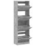Mueble zapatero 4 cajones abatibles gris hormigón 60x34x187,5cm