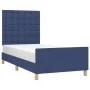 Bed frame with blue fabric headboard 90x200 cm by vidaXL, Beds and slatted bases - Ref: Foro24-3125355, Price: 150,42 €, Disc...