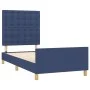 Bed frame with blue fabric headboard 90x200 cm by vidaXL, Beds and slatted bases - Ref: Foro24-3125355, Price: 150,42 €, Disc...