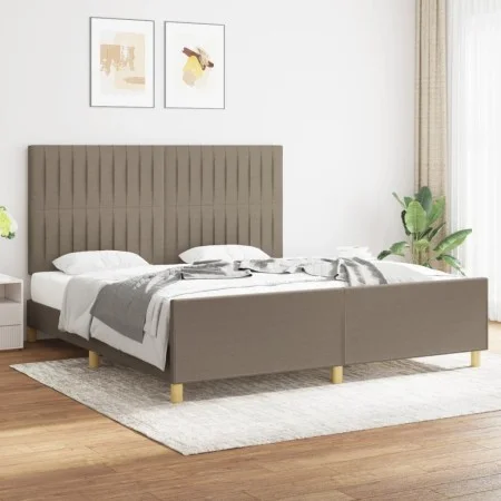 Bed frame with headboard in taupe gray fabric 180x200 cm by vidaXL, Beds and slatted bases - Ref: Foro24-3125239, Price: 228,...