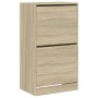 Mueble zapatero 2 cajones abatibles roble Sonoma 60x42x108 cm