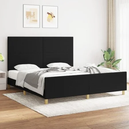 Estructura de cama con cabecero de tela negro 180x200 cm de vidaXL, Camas y somieres - Ref: Foro24-3124913, Precio: 236,37 €,...