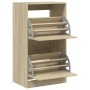 Mueble zapatero 2 cajones abatibles roble Sonoma 60x42x108 cm