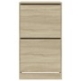 Mueble zapatero 2 cajones abatibles roble Sonoma 60x42x108 cm
