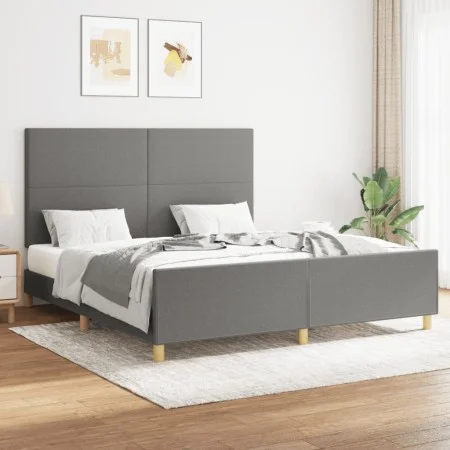 Bed frame with headboard dark gray fabric 160x200 cm by vidaXL, Beds and slatted bases - Ref: Foro24-3124904, Price: 227,17 €...