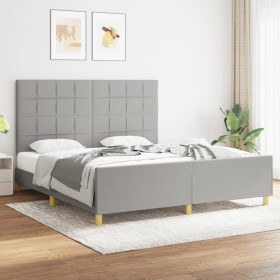 Bed frame with headboard light gray fabric 180x200 cm by vidaXL, Beds and slatted bases - Ref: Foro24-3125073, Price: 240,92 ...