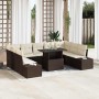 Conjunto de sofá de jardín con cojín 10 pcs Marrón y crema