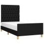 Bed frame with black fabric headboard 100x200 cm by vidaXL, Beds and slatted bases - Ref: Foro24-3125278, Price: 144,72 €, Di...