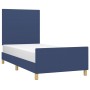 Bed frame with blue fabric headboard 100x200 cm by vidaXL, Beds and slatted bases - Ref: Foro24-3124877, Price: 123,83 €, Dis...