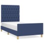 Bed frame with blue fabric headboard 90x190 cm by vidaXL, Beds and slatted bases - Ref: Foro24-3125266, Price: 169,97 €, Disc...