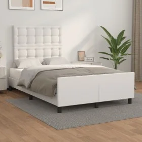 White synthetic leather headboard bed frame 120x200 cm by vidaXL, Beds and slatted bases - Ref: Foro24-3125562, Price: 157,42...