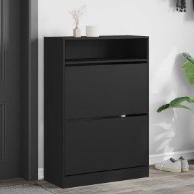 Mueble zapatero con 2 cajones abatibles negro 80x34x116 cm Mueble zapatero con 2 cajones abatibles negro 80x34x116 cm