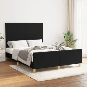Bed frame with black fabric headboard 140x190 cm by vidaXL, Beds and slatted bases - Ref: Foro24-3124889, Price: 203,47 €, Di...