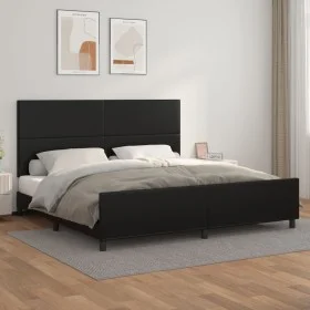 Bed frame with headboard black synthetic leather 200x200cm by vidaXL, Beds and slatted bases - Ref: Foro24-3125469, Price: 22...