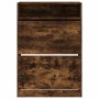 Mueble zapatero 2 cajones abatibles roble ahumado 80x34x116 cm
