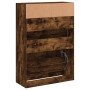 Mueble zapatero 2 cajones abatibles roble ahumado 80x34x116 cm