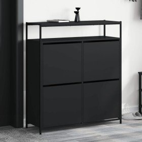 Mueble zapatero con 4 cajones abatibles negro 100x34x112 cm Mueble zapatero con 4 cajones abatibles negro 100x34x112 cm