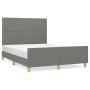 Dark gray fabric bed frame with headboard 140x190 cm by vidaXL, Beds and slatted bases - Ref: Foro24-3124969, Price: 200,27 €...