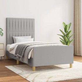 Estructura de cama con cabecero de tela gris claro 90x200 cm de vidaXL, Camas y somieres - Ref: Foro24-3125187, Precio: 137,7...
