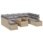 Conjunto de sofá de jardín con cojín 10 pcs beige y gris claro